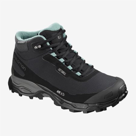Salomon SHELTER SPIKES CS WP W Womens Hiking Boots Black UK QPOA
